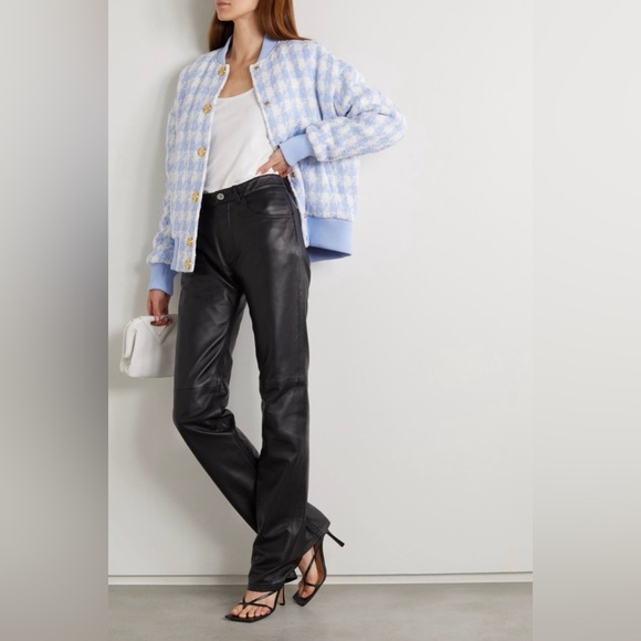 BALMAIN NWT HOUNDSTOOTH TWEED BOMBER JACKET SZ 40 - Picture 2 of 4